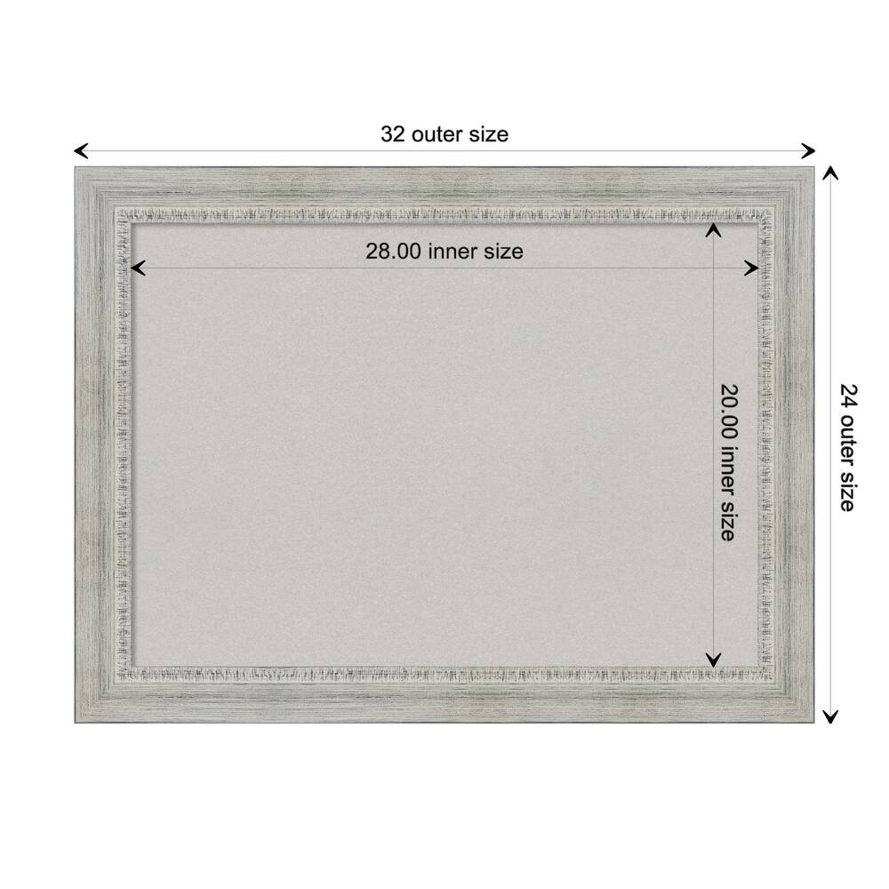 Rustic White Wash Wood Framed Grey Corkboard Bulletin Board