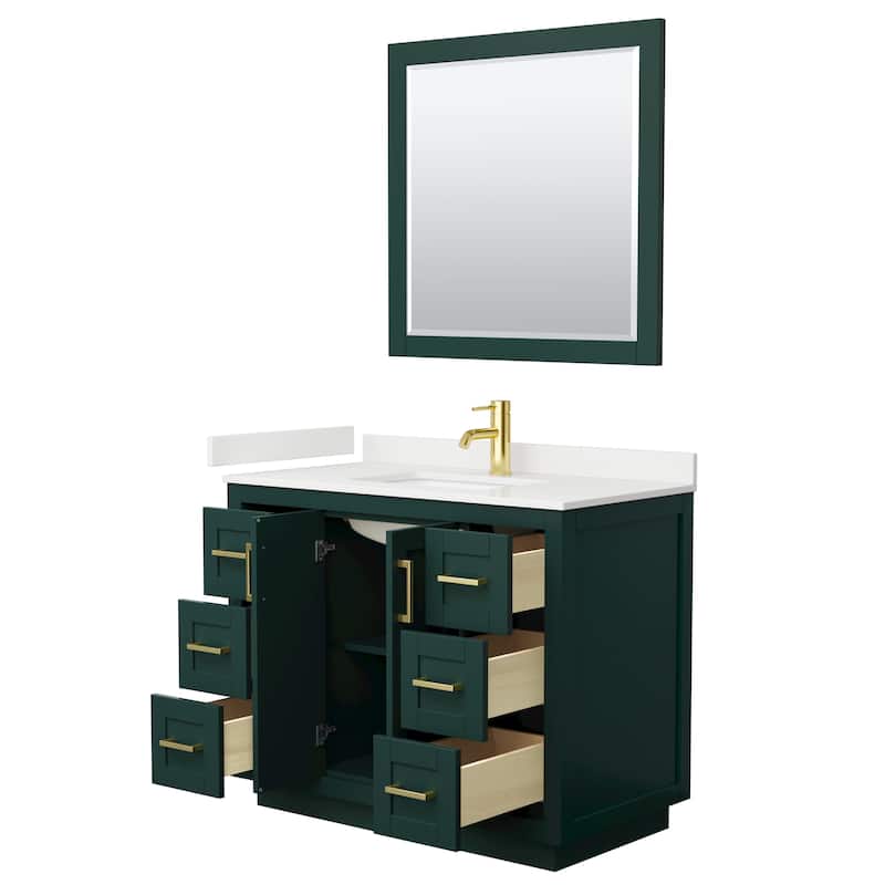 Miranda 42-inch Single Vanity, Quartz Top, 34-inch Mirror