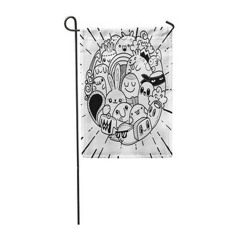 Overstockcolorful Kids Of Doodle Cute Monster In Circle Playing Alien Arms Baby Beast Garden Flag Decorative Flag House Banner All Seasons Dailymail