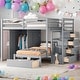 preview thumbnail 1 of 13, Modern Full Over Twin Bunk Bed With Wardrobe And Drawers,Sturdy Frame,s Grey