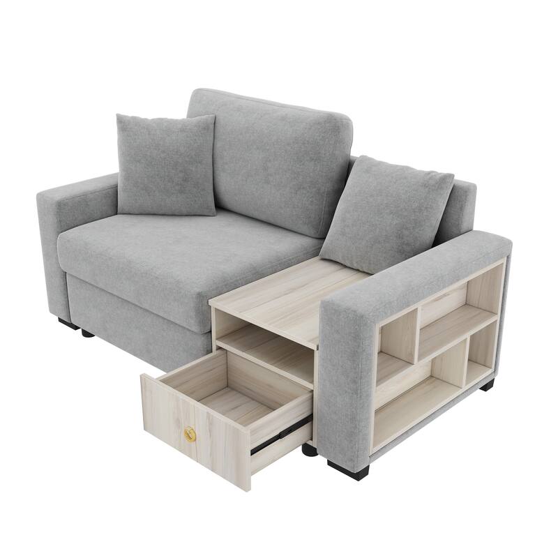 Christopher Knight Home - Havencrest 63.2" Modern Upholstered Modular Sofa Chair with Storage Armrest Center Console