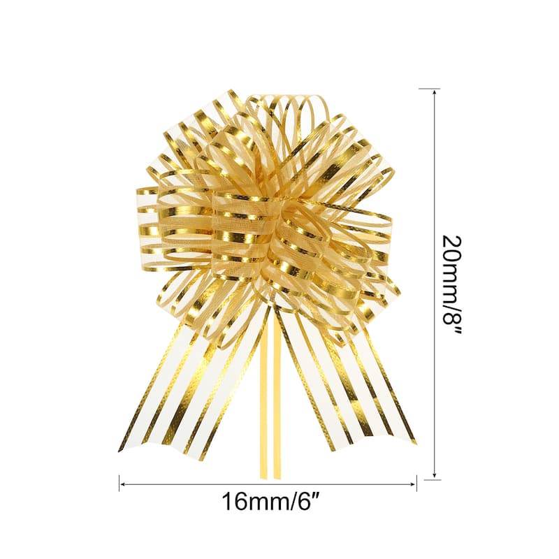15pcs 6 Inch Organza Large Pull Bow Gift Wrapping Bows Chiffon - Gold