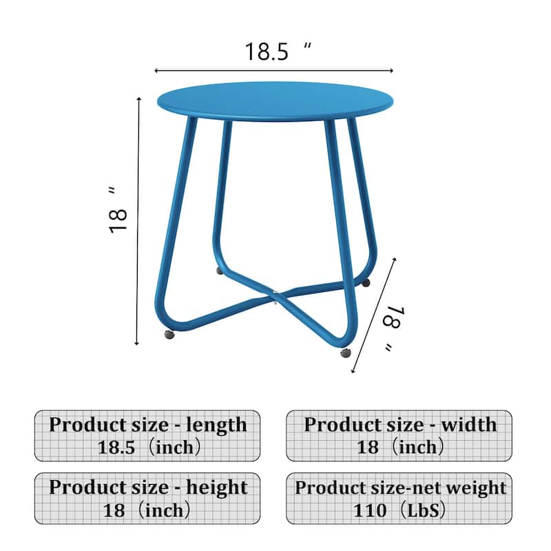 18 in. Small Round Side Table Outdoor Side Table Patio End Table