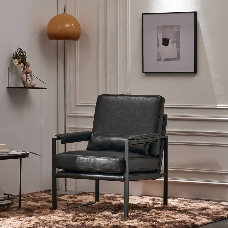 Modern Single Iron Frame Leisure Chair - Black