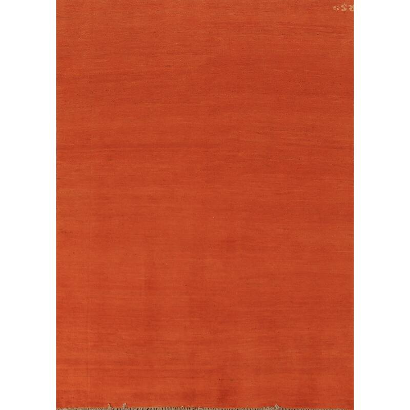 Orange Modern Gabbeh Area Rug Oriental Hand-Knotted Wool Carpet - 4'8" x 6'4"