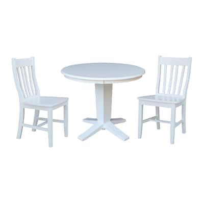 36 in Solid Wood Round Top Pedestal Dining Table with Dining Chairs