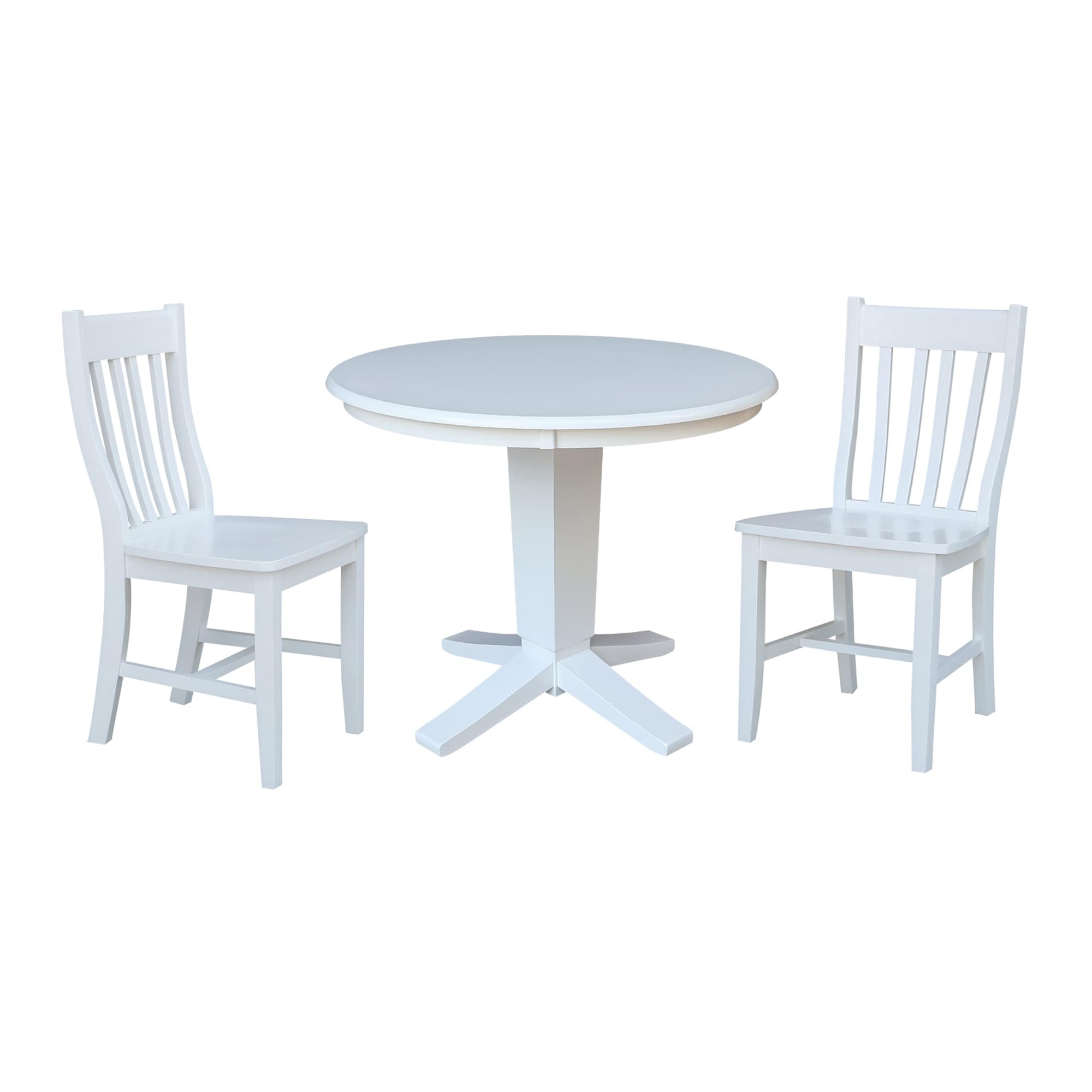 36 in Solid Wood Round Top Pedestal Dining Table with Dining Chairs