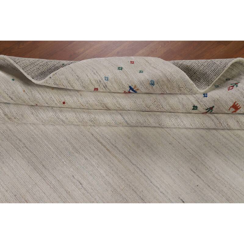 Hand Knotted Oriental 100% Wool Carpet Tribal Tribal Beige & Ivories Gabbeh Area Rug - 9' 11'' X 8' 0''