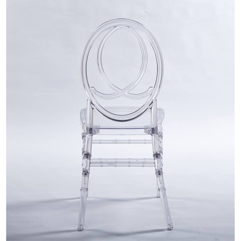 4 Piece Plastic Transparent Welding Chair Kitchen Dining Chair with Round Backrest for Restaurant Kitchen Living Room Bedroom
