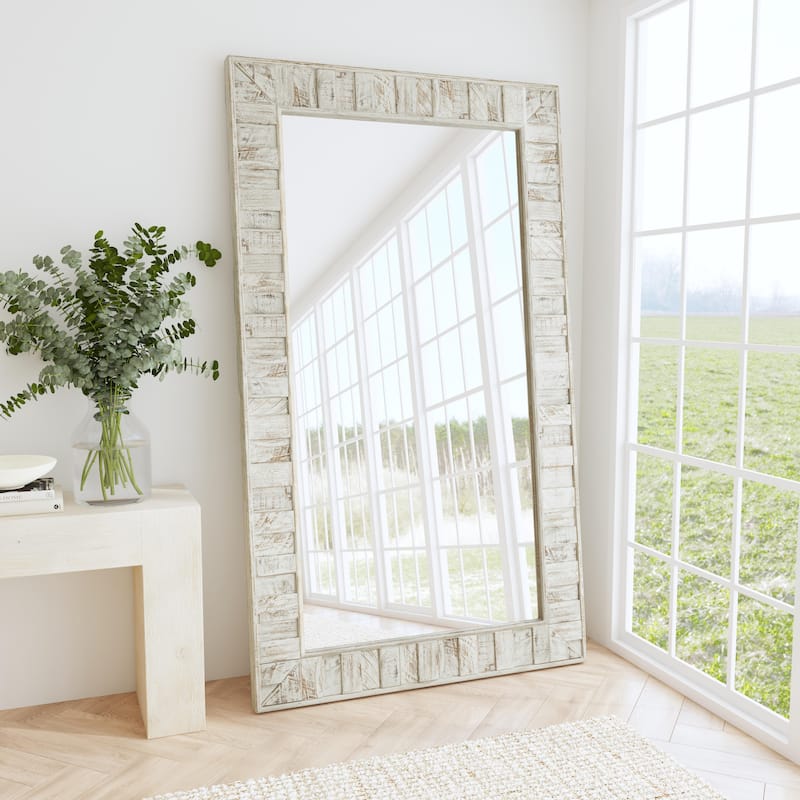 Astrid Reclaimed Pine Floor Mirror - White