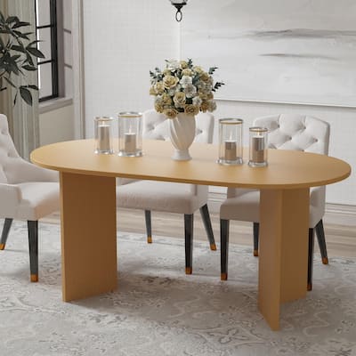 Nordic Style Solid Wood Oval Dining Table - Perfect for 6 People Gatherings 67'' - 67*34*30