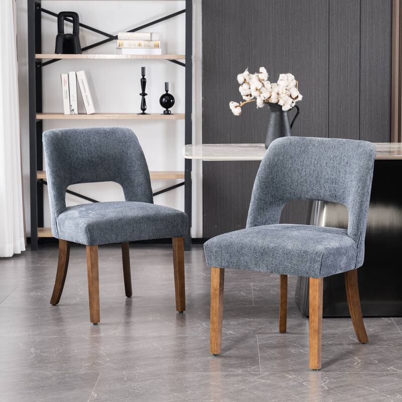 Wooden Dining Chairs Set of 2/4/6,Modern Fabric Upholstered Dining Room Chair Kitchen Chairs - Set of 2 - Blue