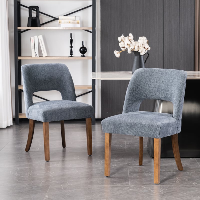 Wooden Dining Chairs Set of 2/4/6,Modern Fabric Upholstered Dining Room Chair Kitchen Chairs - Set of 2 - Blue