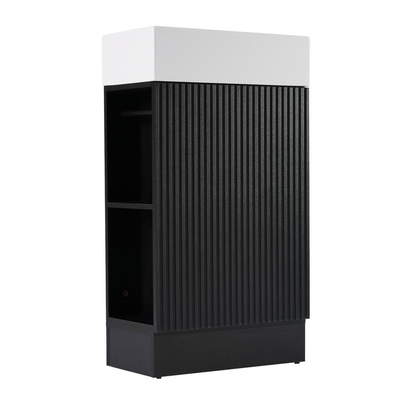 Small Bathroom Vanity with Sink, Single Vanity with with Soft-Close Door, Bathroom Storage Cabinet with Two-Tier Open Shelf