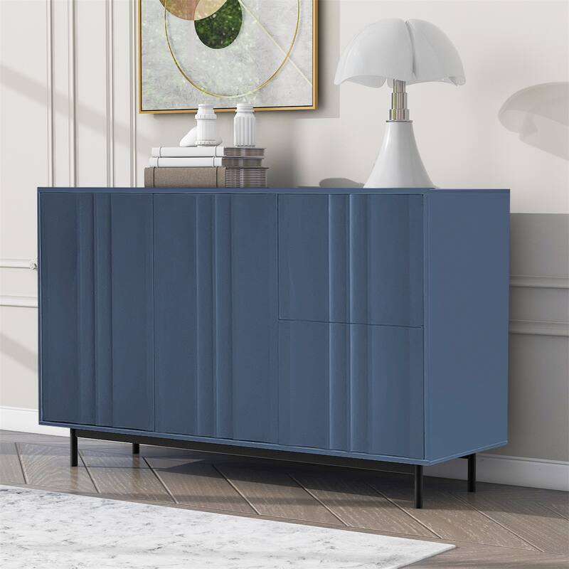 Wave Pattern Storage Cabinet with 2 Doors and 2 Drawers