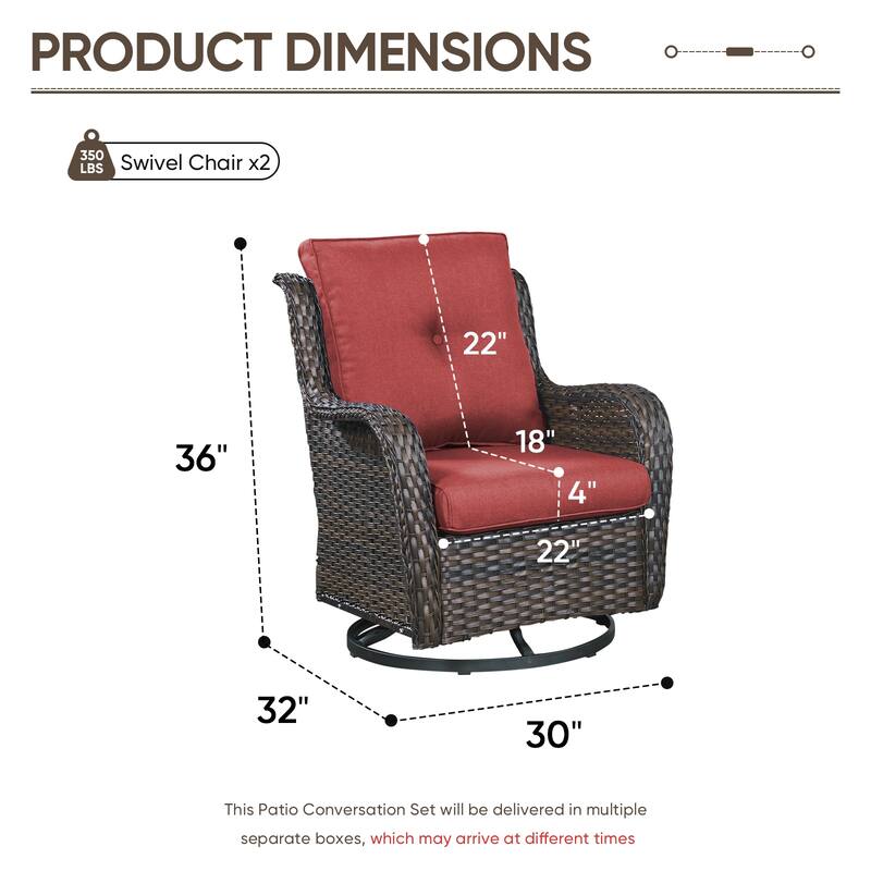 Pocassy Outdoor Wicker Glider Swivel Club Chairs (Set of 2) - Mix Grey