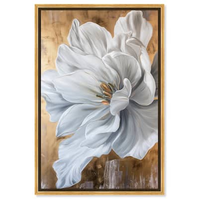 Art Remedy Bloom White Petals Framed Floral Fine 1 Piece Canvas Wall Art