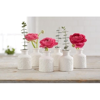 Mini Ceramic Flower Bud Vases, Perfect for Budding Flowers, Small Plants or Decoration Piece Floral Decoration (White)