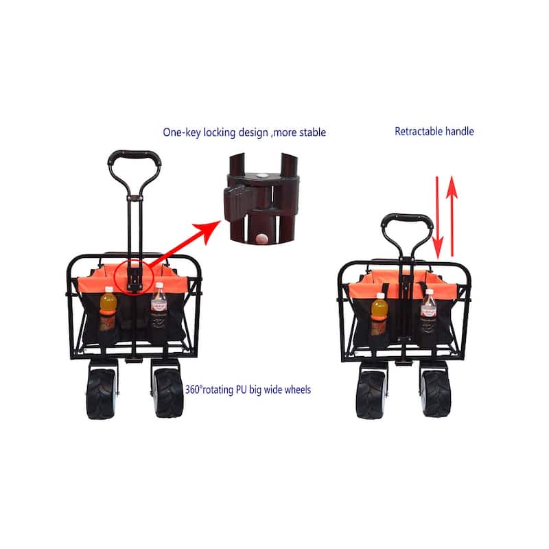 Heavy-Duty All Terrain Steel Utility Wagon,Portable Hand Cart