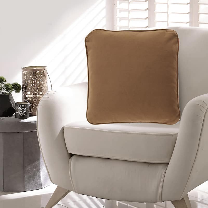 Wali Pillow Set of 4, 20 Inch Square, Feather Fill, Velvety Honey Yellow