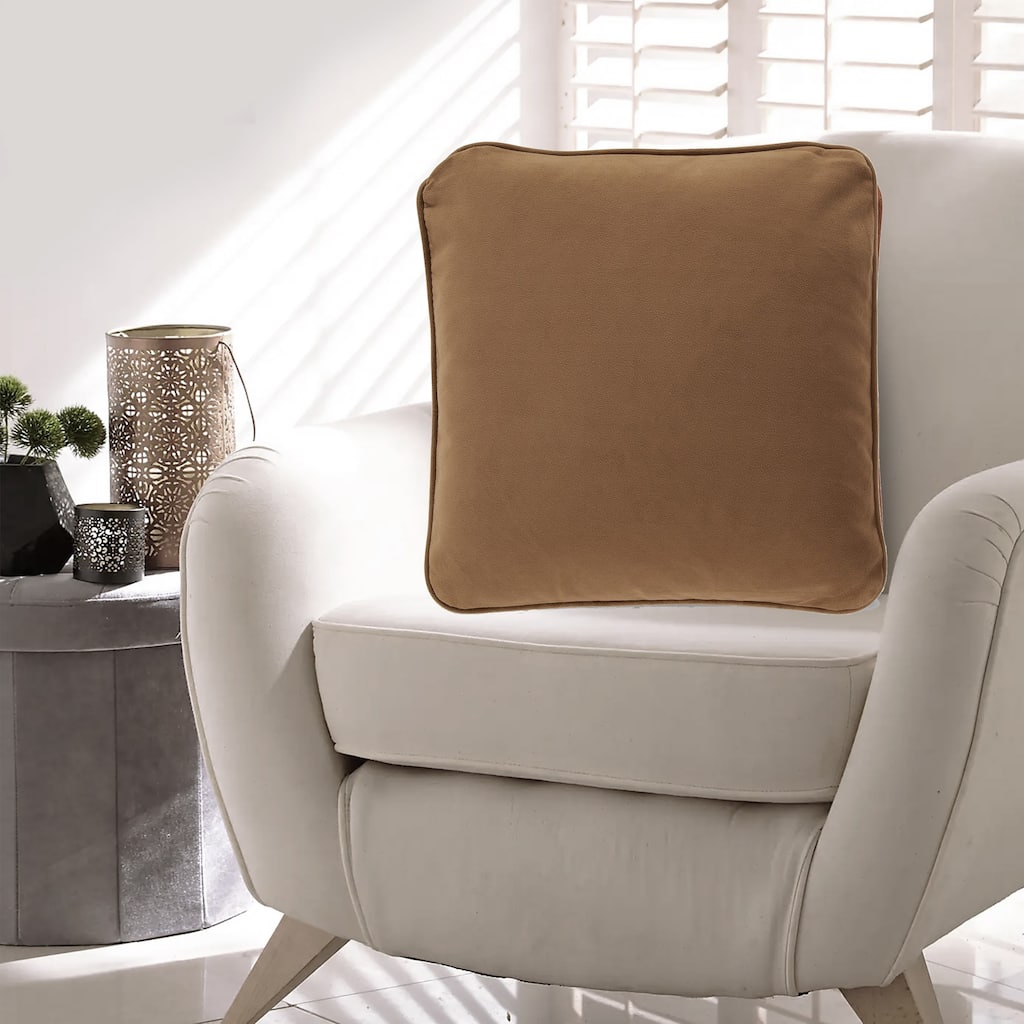 Wali Pillow Set of 4, 20 Inch Square, Feather Fill, Velvety Honey Yellow