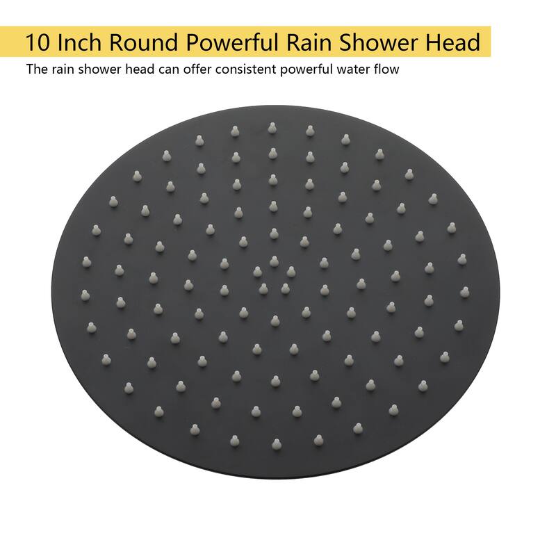 2.5 GPM 10 in. Round Wall Mount Dual Shower Heads with Pressure Balance Valve in Matte Black