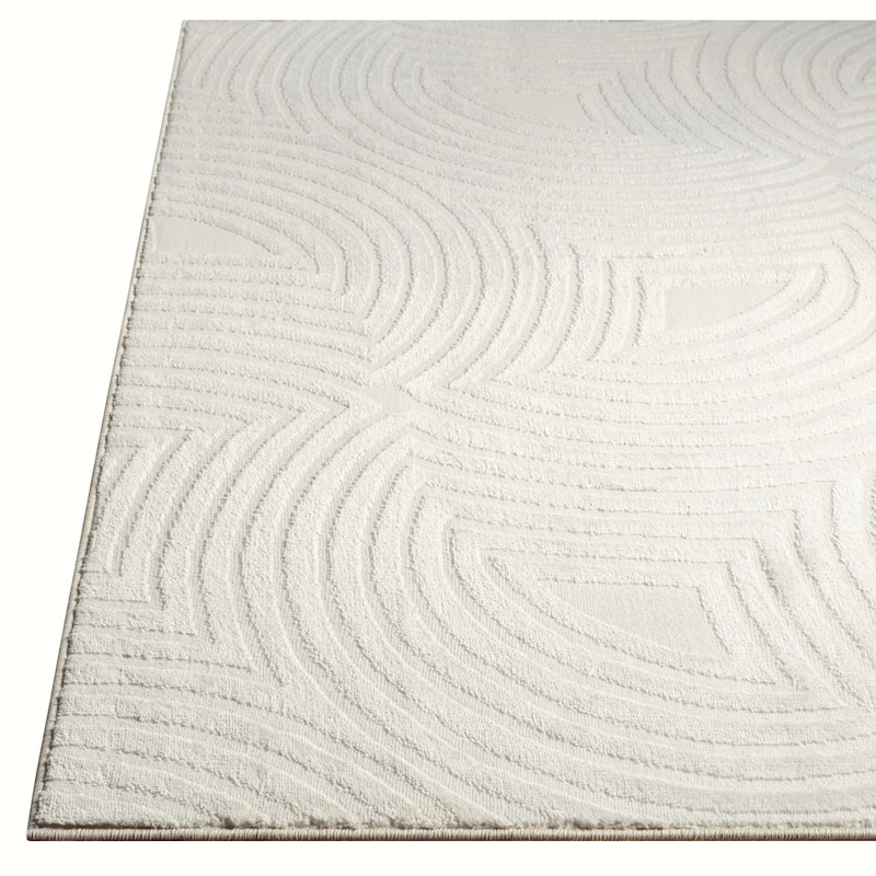 Abani Neutral NTL170A Cream Tone-on-Tone Semi-Circle Geometric Lines Area Rug