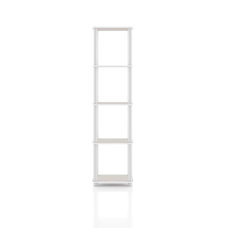 DH BASIC Modern Wood Shelving Unit with storage - Tier Shelves, Cube Ladder Shelf by Denhour