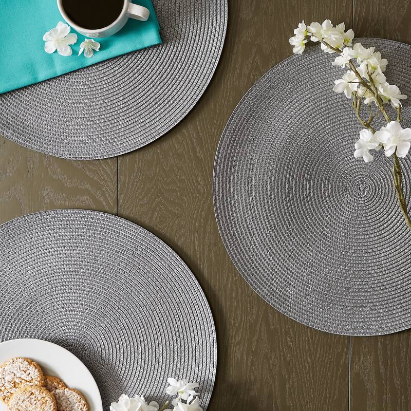 DII White Round PP Woven Placemat Set of 6