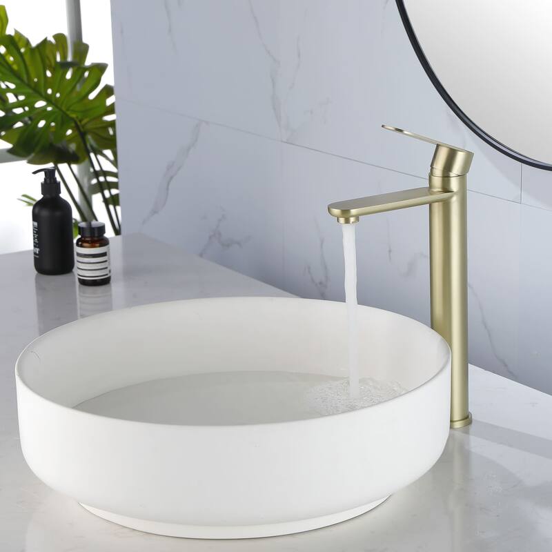Single Hole Bathroom Vessel Faucet 1 Handle Bathroom Vessel Sink Faucet Modern Basin Vanity High Tall Taps Not Included Drain