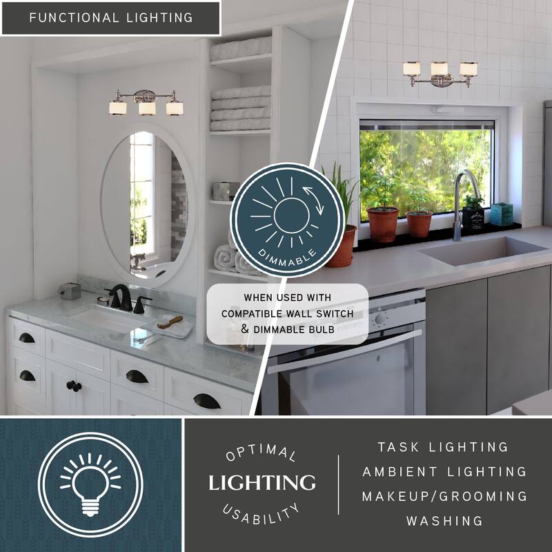 Carlisle 3 Light Chrome Bathroom Vanity Fixture