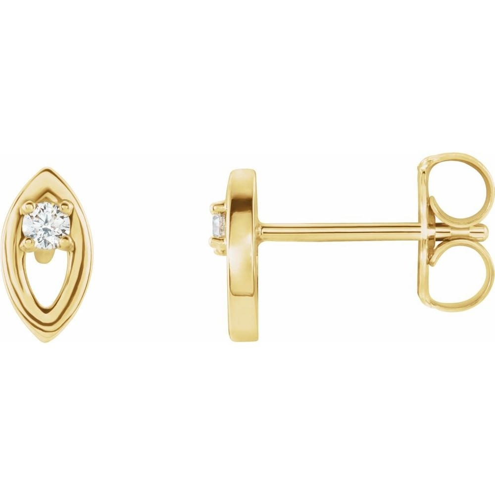 14K Yellow Gold 0.05 Carat Diamond Solitaire Earrings for Women