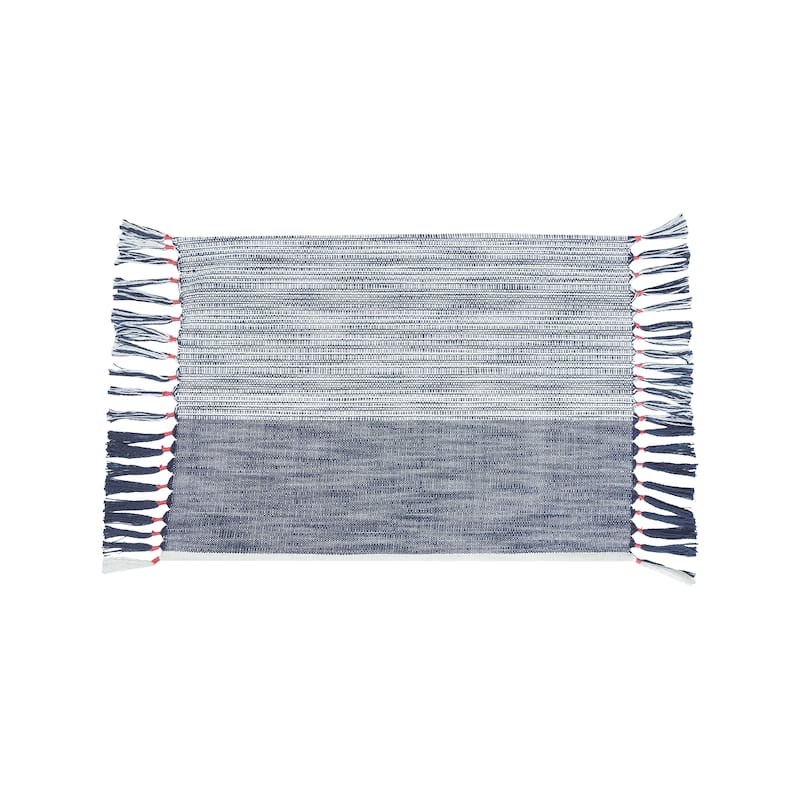 Kerbey Indigo Tasseled Placemats Set of 4 For Dining, 13" x 19"