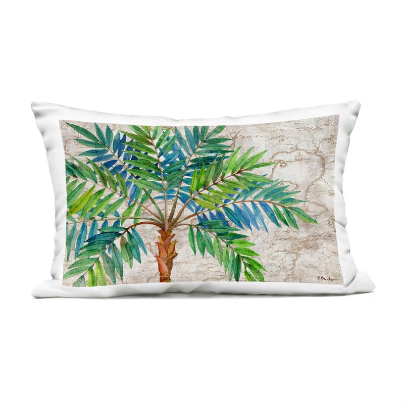 Stupell Aqueous Palm Tree Printed Outdoor Throw Pillow Design by Paul Brent - Accent - Polyester - Green - Single