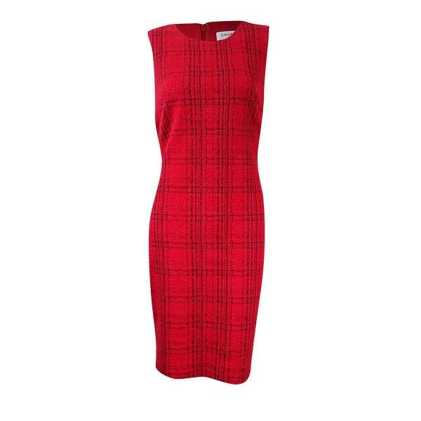 calvin klein plaid sheath dress
