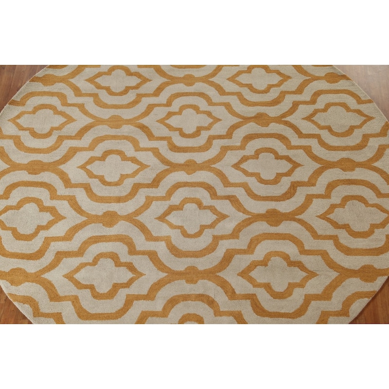 Contemporary Geometric Trellis Agra Oriental Wool Rug Hand-tufted - 10'0" x 10'0"