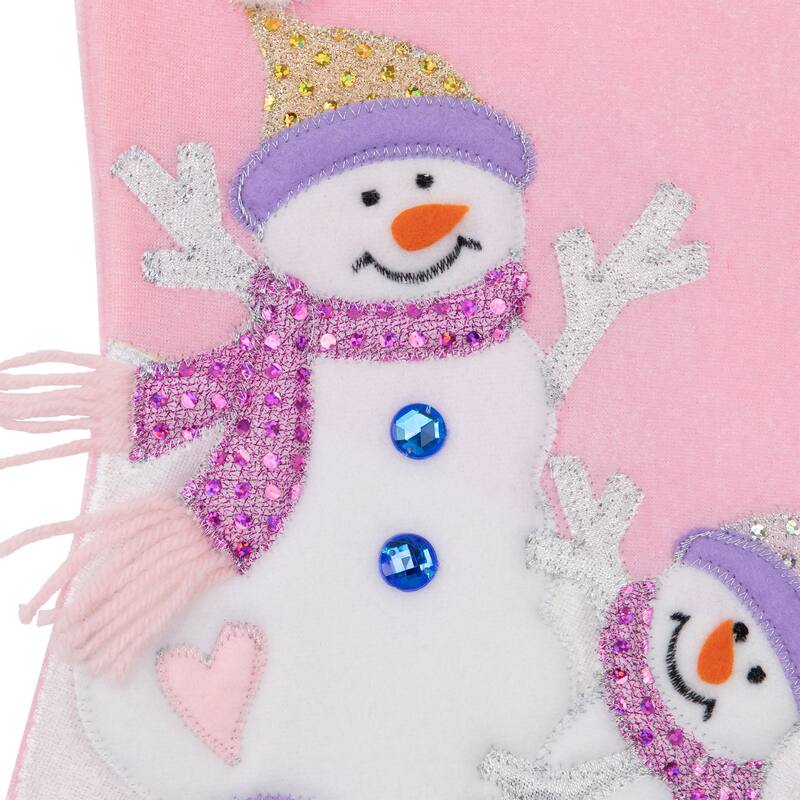 21 Light Pink Babys First Christmas Snowmen Christmas Stocking