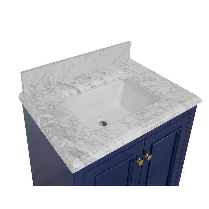 KitchenBathCollection Nantucket 30" Bathroom Vanity with Carrara Marble Top