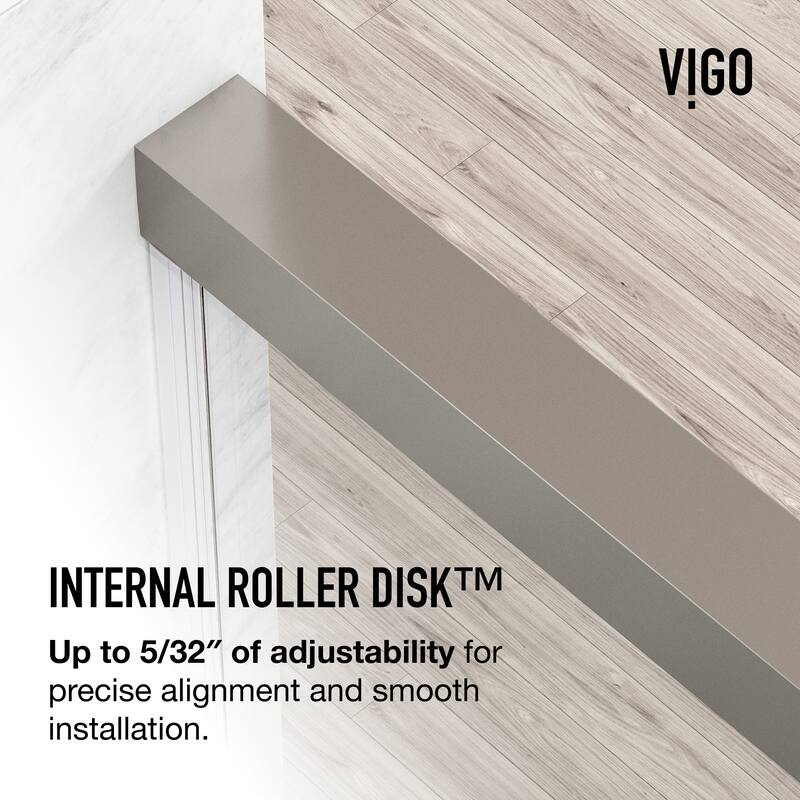 VIGO Satro E-Class 52 to 60 in. W x 74 in. H Semi-Frameless Double-Sliding Shower Door with Clear Tempered Glass