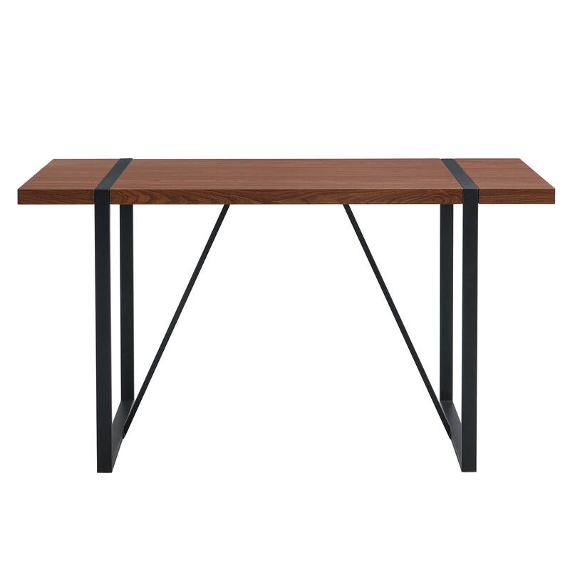 Roomfitters Industrial Dining Table for 4-6 with Light Grey Patterned MDF Top and Black Metal Frame