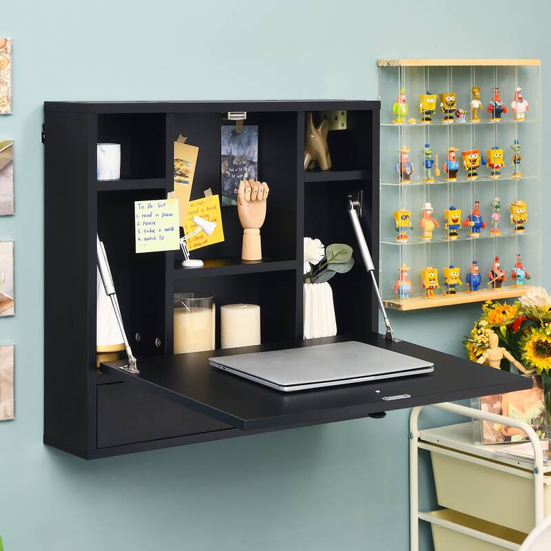 Costway Wall-Mount Floating Desk Foldable Space Saving Laptop - See details