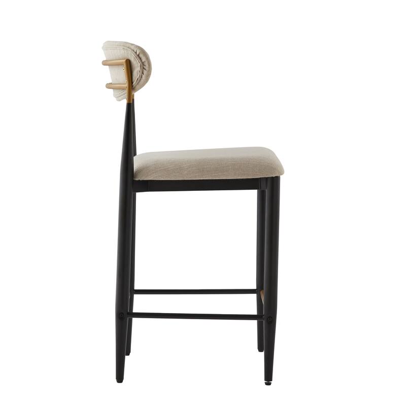 Christopher Knight Home - Livia Armless Bar Stool Set of 2 - Modern Fabric Upholstery with Sleek Black and Gold Metal Frame
