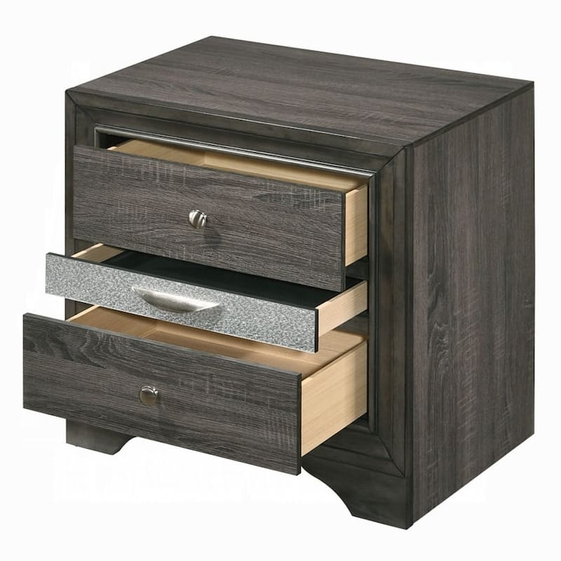 Nightstand with Pullout Jeweler Tray, Solid Wood Sofa Side Table, Storage Cabinet with Wooden Tabletop & 2 Drawers