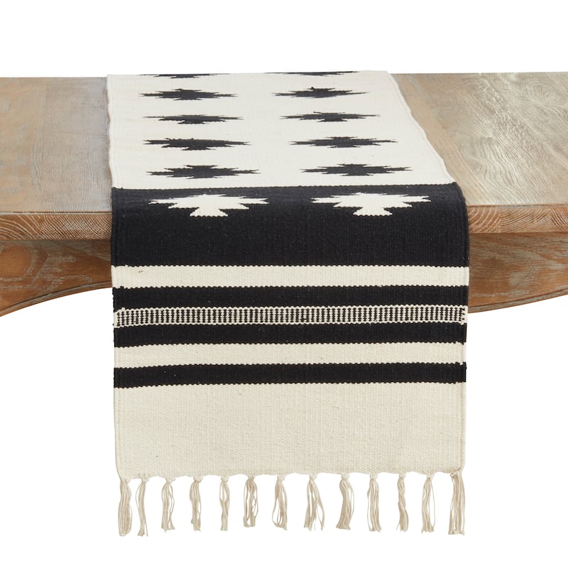 Southwestern Table Runner - 16"x72" - Black/White - 16"x72"