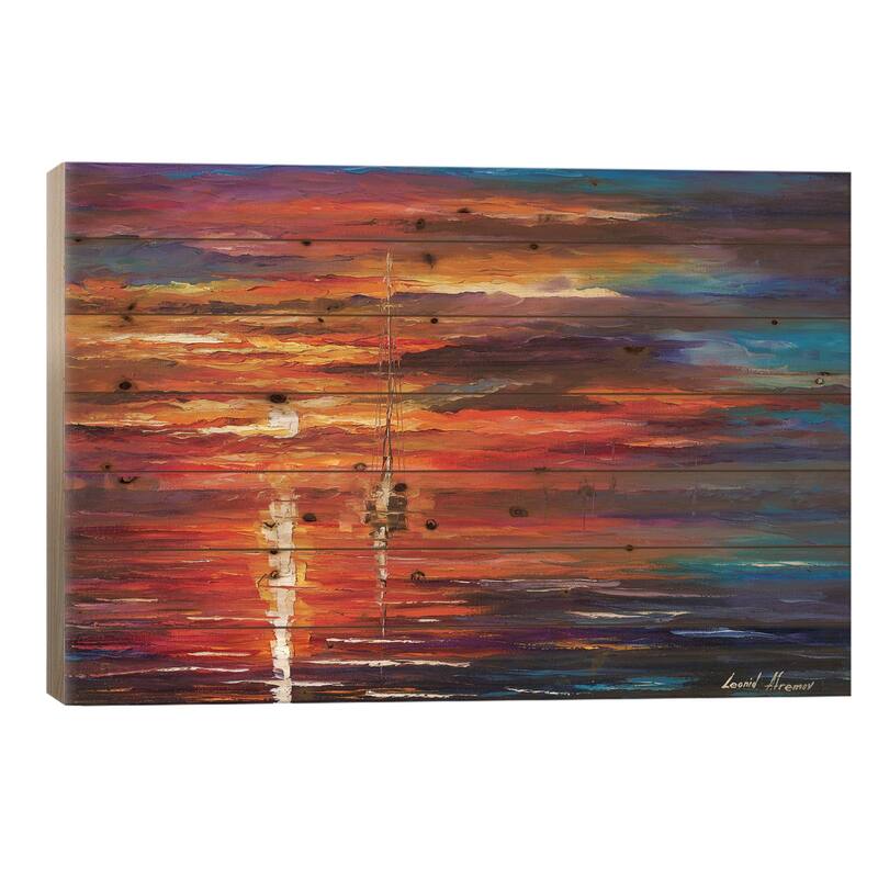Sky Glows Print On Wood by Leonid Afremov - Multi-Color - 26x40x1.5