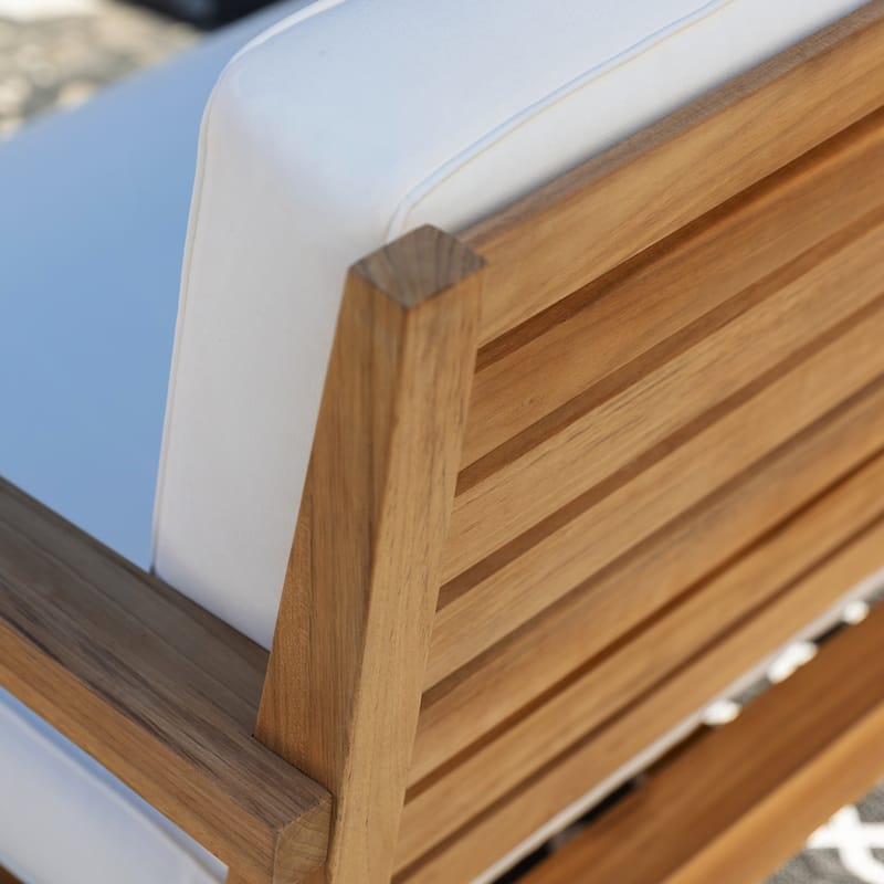 Linon Clermont Outdoor Solid Teak Wood 5 Piece Patio Conversation Set