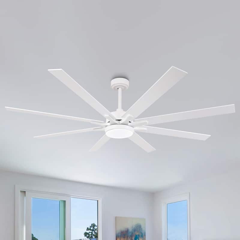 65" Farmhouse Gold Plywood Indoor Large Ceiling Fan with Light and Remote
