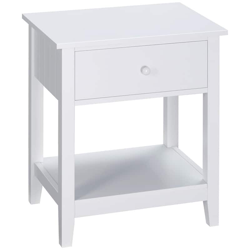 Modern Beside Table with Drawer and Storage Shelf