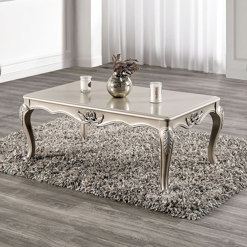 Furniture of America Clarissa Traditional Solid Wood Coffee Table with Carved Legs