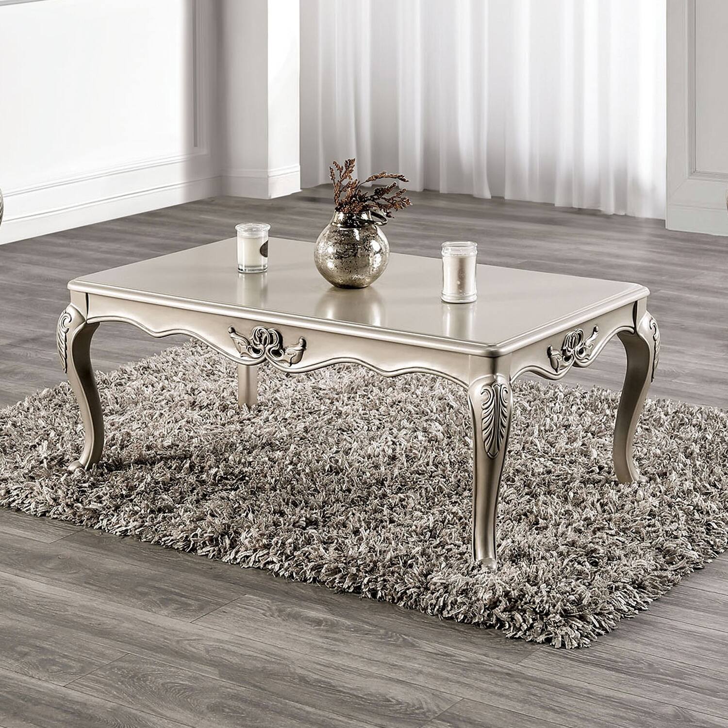 Furniture of America Clarissa Traditional Solid Wood Coffee Table with Carved Legs On Sale